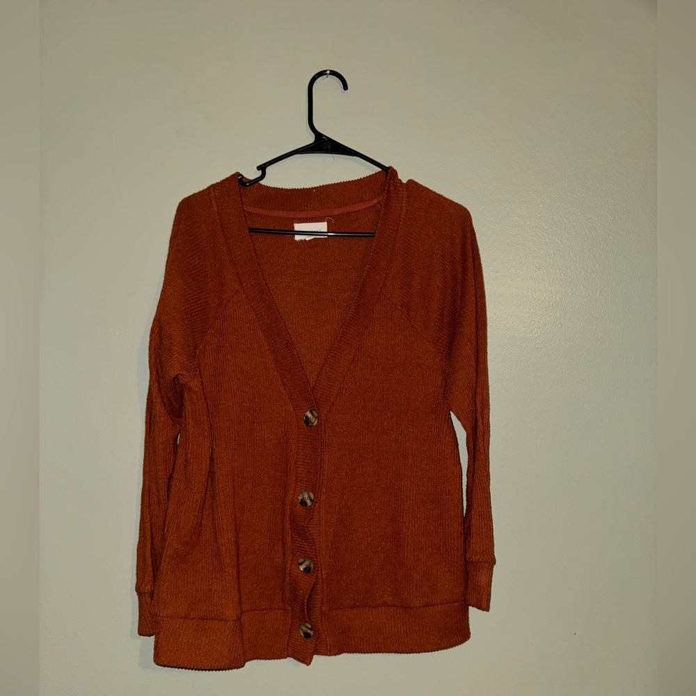 MELLODAY Terracotta Button-Up Cardigan